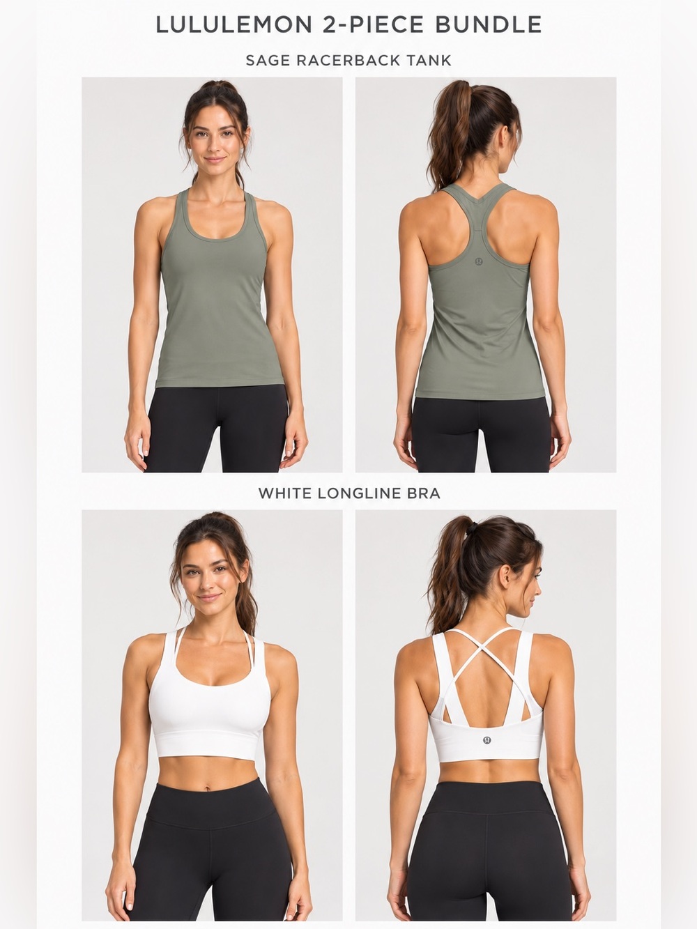 lululemon athletica Sage Racerback Tank + White Longline Bra Set
